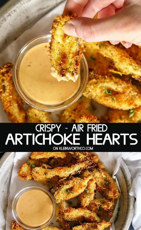 Air Fried Artichoke Hearts, Crispy Appetizers, Fried Artichoke Hearts, Fried Artichoke, Air Fryer Recipes Vegetarian, Air Fried Food, Artichoke Recipes, Air Fryer Oven Recipes, Air Fry Recipes