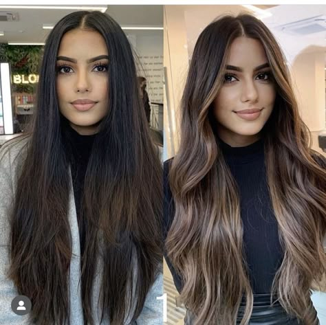 Textured Hairstyles, Balayage Hair Caramel, Rambut Brunette, Women With Long Hair, Black Hair Balayage, Brown Hair Looks, Brunette Hair With Highlights, Dark Hair With Highlights, Brown Hair Balayage