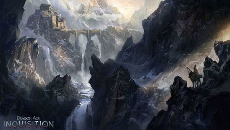 Dragon Age: Inquisition Environment Concept Art Fantasy Locations, Dragon Age Games, Art Environment, Concept Art World, Dragon Images, Dragon Age Origins, Landscape Digital, Dragon Age Inquisition, World Images