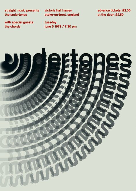 the undertones, at victoria hall hanley, 1979 | Swissted Type Only Posters, Deconstructed Typography, Typography Exhibition, 3d Tipografi, Disco Poster, Evolution Design, Poster Grafico, Inspiration Typographie, Typo Poster