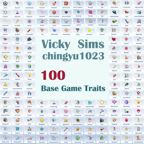 Get more from Vicky Sims (chingyu1023) on Patreon Sims 4 100 Base Game Traits, 100 Base Game Traits, Sims 4 Lot Traits, Sims4 Traits, Sims 4 Mobile, Sim4 Mods, Sims 4 Mods Traits, Sims 4 Skills, Sims4 Outfits