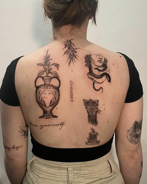 Back Patchwork Tattoo Women, Patchwork Tattoo Back, Quilt Tattoo Ideas, Patchwork Tattoo Aesthetic, Patchwork Tattoo Women, Back Patchwork Tattoo, Be Kind Tattoo, Quilt Tattoo, Kind Tattoo