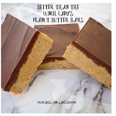 Better than the Lunch Lady’s Peanut Butter Bars - Cupcakes and Sarcasm Peanut Butter Blondies Recipe, Lunch Lady Recipes, Peanut Butter Desserts Easy, Reese's Peanut Butter Bars, Butter Bars Recipe, Cookies Bites, Peanut Butter Oat Bars, Oat Bar Recipes, Peanut Butter Squares