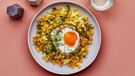 Garlicky Smashed Chickpeas With Corn Recipe | Bon Appétit Bon Appetit Recipes, Cooking Grains, Corn Dishes, Spiced Chickpeas, Dry Chickpeas, Pepper Recipes, Chickpea Stew, Chick Pea, Crispy Chickpeas