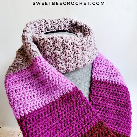 Free Crochet Pattern - Suzette Colour Block Scarf - Sweet Bee Crochet Crochet Scarf Patterns, Bee Crochet, Color Block Scarf, Cooling Scarf, Crochet Patterns Ideas, Scarf Patterns, Diy Scarf, Stitch Tutorial, Crochet Work