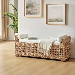 Bed Bath & Beyond | The Best Deals Online: Furniture, Bedding, Rugs, Kitchen Essentials & More Wicker Bench Entryway, Boho Benches For Bedroom, Wood Bedroom Bench, End Of Bed Bench Storage, Rattan Bench Entryway, Boho Storage Bench, Rattan Storage Bench, Bedroom Benches Master, Bedroom Bench Ideas