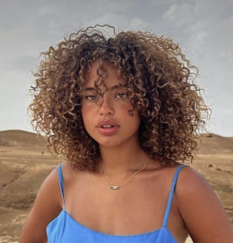 Light Brown Curly Hair Black Women, Afro Highlights, Curly Light Brown Hair, Paola Locatelli, Dyed Curly Hair, Natural Curly Hair Cuts, Highlights Curly Hair, Mixed Curly Hair, Brown Curly Hair