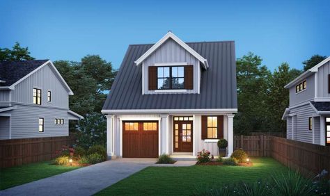 Country House Plan 21163A The Bramble: 2049 Sqft, 3 Beds, 2.1 Baths Narrow House Plans, Narrow Lot House Plans, Narrow Lot House, Small House Layout, Lake Ideas, Cottage Plans, Cottage Style House Plans, Modern Barn House, Narrow House