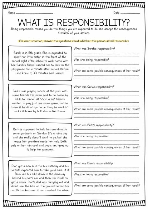 Independent Living Skills Worksheets, Responsibility Worksheets For Kids, Aba Social Skills Activities, Teaching Responsibility Activities, Life Skills For Teens Free Printable, Kids Therapy Worksheets, Parenting Skills Worksheets, Social Learning Activities, Responsibility Activities For Kids