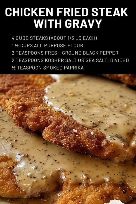 Chicken Fried Steak Gravy, Country Fried Steak Recipe, Steak Gravy, Steak With Gravy, Beef Cubed Steak, Cube Steaks, Chicken Fried Steak Recipe, Fried Steak Recipes, Country Fried Steak