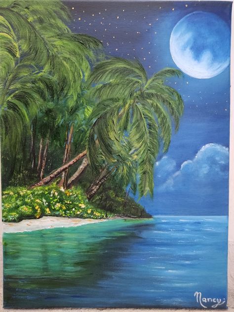 Tropical Painting Easy, Tropical Painting, Painting Easy, Painting Tips, Acrylic Painting, Drawings