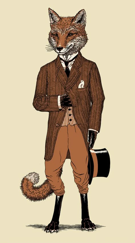 I Drew Some Dapper Animals In Vintage Clothing Animals In Suits, Fuchs Baby, Fantastic Fox, Fox Drawing, Art Fox, Fox Shirt, What Does The Fox Say, Fantastic Mr Fox, Fox Illustration