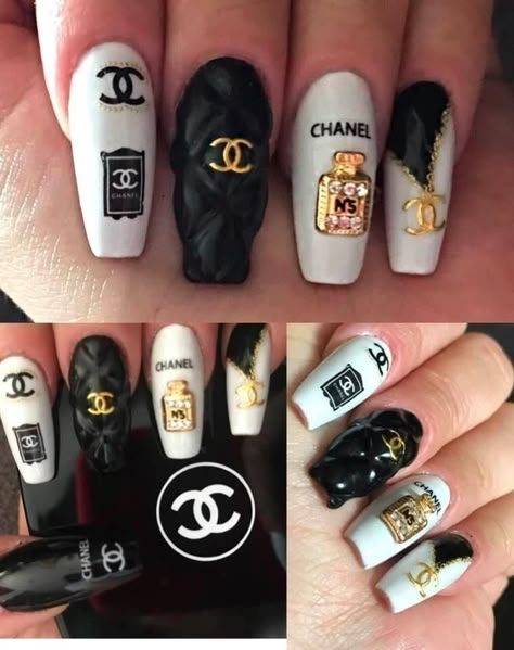 Chanel Nails Design Classy, Coco Chanel Nails Design, Designer Nails Louis Vuitton, Designer Nails Chanel, Chanel Inspired Nails, Chanel Nail Art, Chanel Nails Design, Louis Vuitton Nails, Gucci Nails