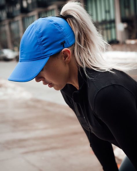 We wanted women to have the option to wear their hair high on their head (a style so inherent) in a baseball cap. Whether for fashion or function, we felt it was time a cap existed to accommodate a female’s needs.   #baseballcap #fitness #running Women Wearing Baseball Caps, Running Cap, Womens Baseball Cap, Top Knot, A Cap, Sport Fashion, Gym Women, A Style, Baseball Cap