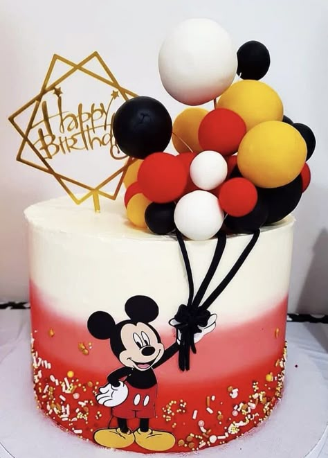 Tort Mickey Mouse, Tarta Mickey Mouse, Mickey Mouse Cake Decorations, New Year Cake Designs, Bolo Do Mickey Mouse, Mickey Birthday Cakes, Fondant Cake Tutorial, Cake Designs For Boy, Mickey 1st Birthdays