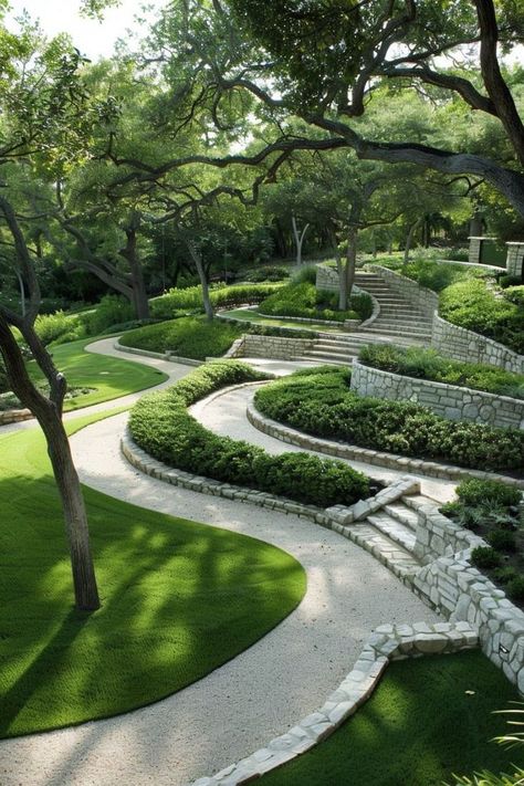 Massive Garden, Terrace Designs, Terraced Garden, Luxurious Garden, Small Garden Landscape, Garden Stairs, Minimalist Garden, Sloped Garden, Luxury Garden