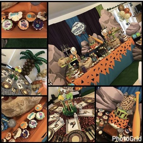 Flintstones Baby Shower Party Ideas | Photo 1 of 10 | Catch My Party Bam Bam Baby Shower Theme, Flintstones Baby Shower Theme, Flinstones Baby Shower Ideas, Flintstones Gender Reveal, Flintstone Party, Baby Bam, Flintstones Party, Flintstones Birthday, Gender Reveal Baby Shower Themes