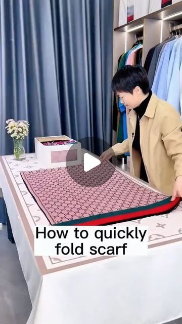 The Folding Hacks on Instagram: "Transform your space with smart storage solutions. Link in bio @thefoldinghacks 🧺🥰! 
Nice way to fold scarf🧣#folding #foldingclothes #storagehacks #unitedstates #tiktok" Fold Scarf, Folding Scarves, How To Fold Scarf, Folding Hacks, Clothes Folding, Scarf Storage, Fashionable Tops, How To Fold, Folding Clothes