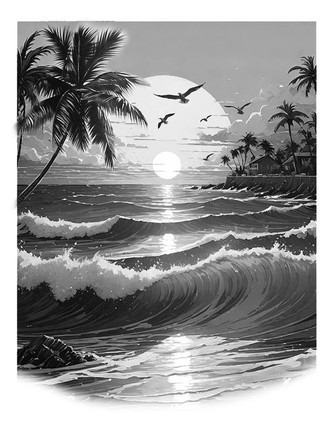 Beach Scene Tattoo Design, Alexandria Tattoo, Beach Scene Tattoo, Scene Tattoo, Beach Scene, Beach Scenes, Tattoo Design, Drawing Ideas, Tattoo Designs