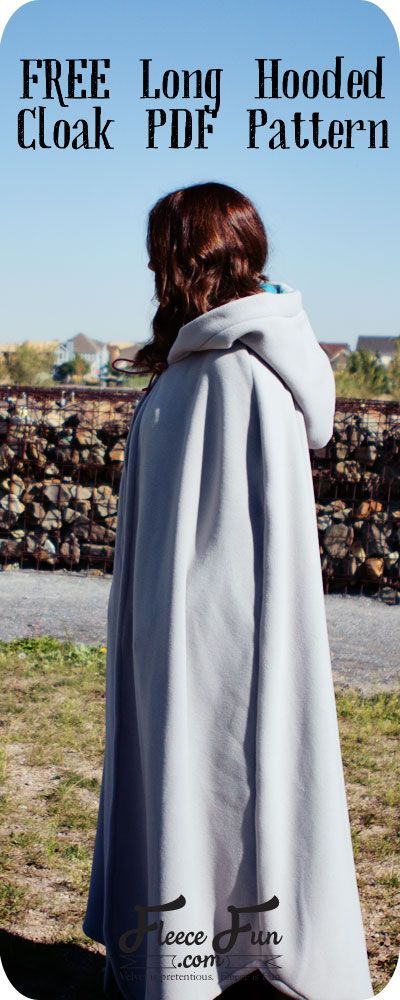 Free sewing pattern. Long, hooded cloak.                                                                                                                                                                                 More Hooded Cloak Pattern, History Clothes, Long Hooded Cloak, Cloak Pattern, Cape Pattern, Yule Ball, Free Sewing Pattern, Sew Ins, Hooded Cape