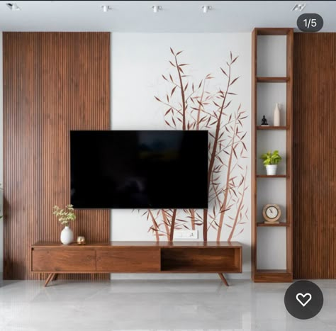 Simple And Unique Tv Unit Design, Scandinavian Apartment Interior, Flat Tv Unit Design, T V Unit, Tv Wall Niche, Traditional Tv Unit Design, Living Room Showcase Design, Tv Unit Indian, Wooden Tv Unit Design