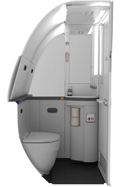 Airplane Toilet, Airplane Interior Design, Toilet Door Design, Train Interior Design, Ambulance Design, Airplane Bathroom, Train Interior, Airplane Interior, Pod Hotels