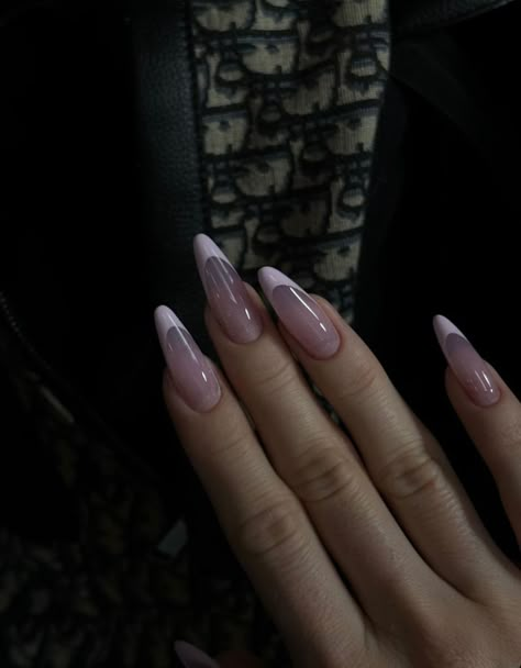 Almond Nails Designs Simple, Stiletto French Tips, Nails For Red Dress, Almond Stiletto Nails, Basic Nails, Classy Acrylic Nails, Nails Only, Pink Acrylic Nails, Neutral Nails