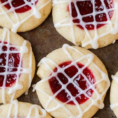 Shortbread Thumbprint Cookies, Flavored Icing, Raspberry Thumbprint Cookies, Almond Shortbread, Almond Shortbread Cookies, Thumbprint Cookies Recipe, Raspberry Almond, Shortbread Cookie, Almond Flavor