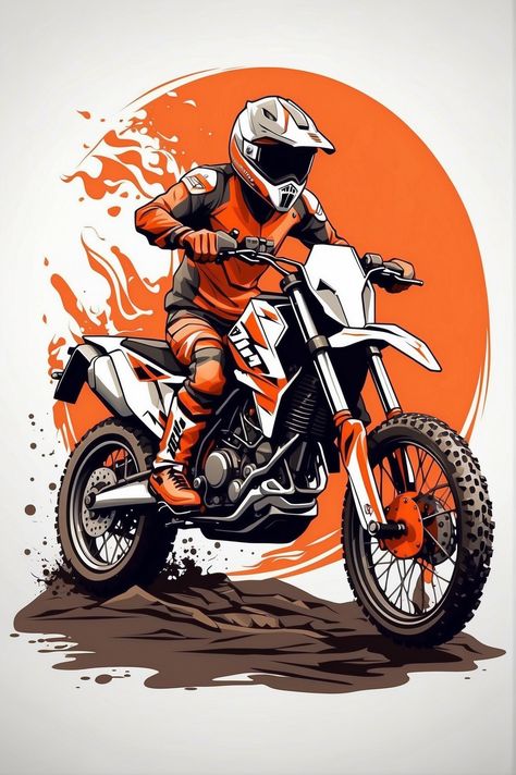 Motorbike T Shirt Design, Motocross Art Drawing, Bike Illustration Art, Bike Art Drawing, Motocross Drawing, Dirt Bike Wallpaper, Motorcycle Graphic Design, Motocross Vector, Motorbike Illustration