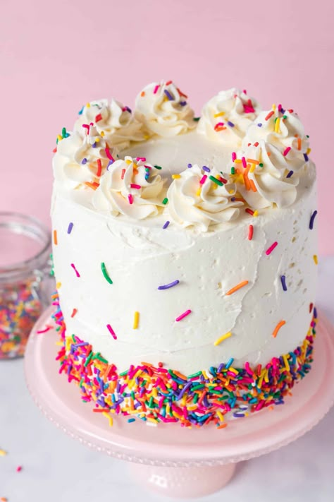 Simple Funfetti Cake, Funfetti Layer Cake, Rainbow Sprinkle Cakes, Sprinkles Birthday Cake, Italian Cream Cakes, Colorful Desserts, Best Cakes, Sprinkle Cake, Funfetti Cake