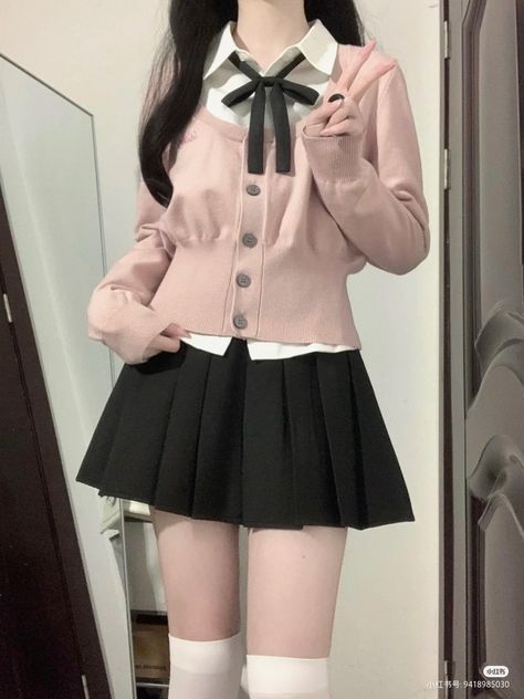 Clothes School Korean, School Girlfriend Outfit, Coquette Uniform, Don’t Judge Me, School Uniform Outfits, Anime School, Cosplay Kawaii, Girl Cat, Japanese Kawaii