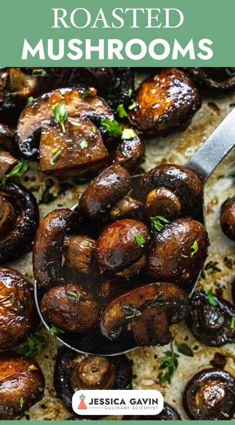 Indulge in the earthy richness and bold flavors of roasted mushrooms with this tantalizing recipe. Perfectly golden and savory, these mushrooms are sure to elevate any meal. #mushrooms #sidedish via @foodiegavin Pan Roasted Mushrooms, Italian Roasted Mushrooms And Veggies, Whole Roasted Mushrooms, Christmas Mushroom Recipe, Mushroom Oven Recipes, Roasted Carrots And Mushrooms, Roasted Vegetables For Christmas, Crockpot Mushroom Recipes, Mushroom Recipes Baked