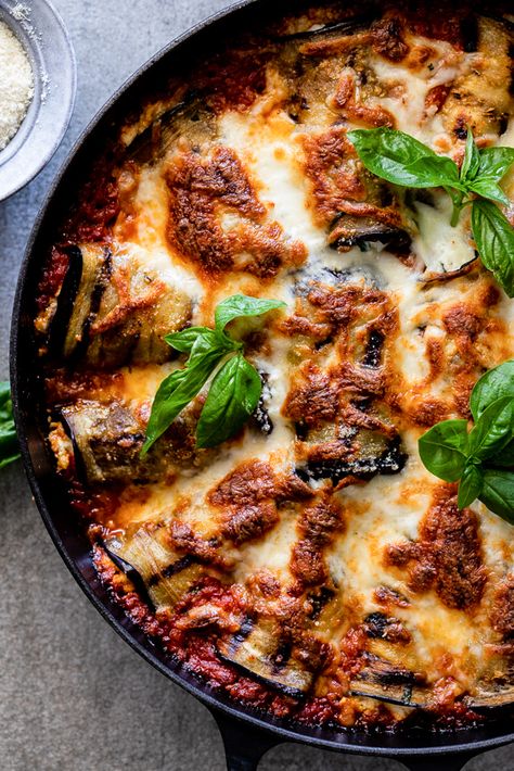 Eggplant Involtini, Mexican Cookbook, Eggplant Rollatini, Eggplant Recipes Easy, Ricotta Filling, Vegetarian Comfort Food, Easy Vegetarian Dinner, Egg Plant, Eggplant Dishes