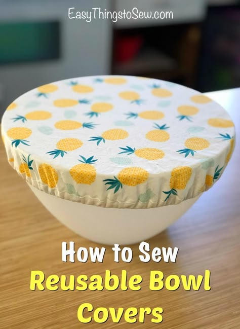 Bowl Cover Pattern, Diy Bowl Covers, Syprosjekter For Nybegynnere, Make Your Own Fabric, Kitchen Sewing, Fabric Bowl, Bowl Covers, Diy Sewing Gifts, Diy Bowl