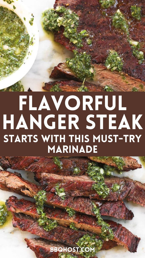 Take your hanger steak to the next level with this hanger steak marinade! This quick steak marinade recipe is bursting with fresh herbs and spices, making it one of the best marinades for grilling steaks. Save for your next BBQ night! Check out the blog post for the full recipe! Argentinian Steak Marinade, Steak Marinade Recipes For Grilling, Beef Hanger Steak Recipe, Hanger Steak Recipes, Bbq Steak Marinade, Grilling Steak Tips, Best Marinades, Tenderizing Steak, Quick Steak Marinade