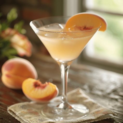 White Peach Martini - recipe inspire White Peach Drink Recipes, White Peach Martini, White Cranberry Peach Cocktail, White Peach Cocktail, Peach Martini Recipe Vodka, Peach Vodka Cocktails, Peach Cocktail Recipe, White Martini, Peach Martini