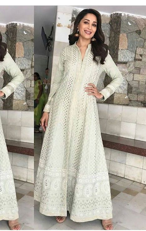 Chickenkari Gown Designs, Long Kali Kurti Designs, Party Anarkali Suits, Hakoba Anarkali Designs, Hakoba Anarkali, Chickenkari Anarkali Dress, Kali Anarkali Dress, Lucknowi Anarkali, Chikankari Gown