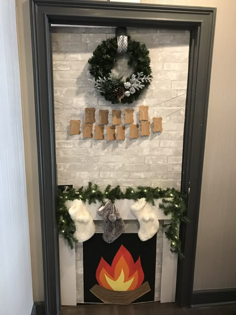 Door Decorating For Christmas Office, Decorated Office Doors For Christmas, Door Competition Decorating Ideas Christmas, Holiday Doors For Work, Christmas Decor Ideas Doctors Office, Door Christmas Decorations Contest, Door Covers For Christmas, Crazy Christmas Door Decorations, Door Decorating Contest Christmas Office Fireplace