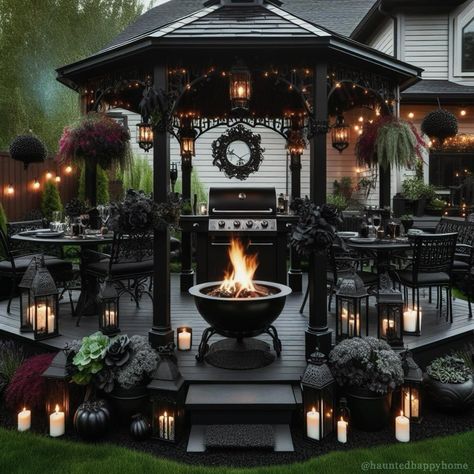 All Posts • Instagram All Black Garden, Goth Outdoor Decor, Gothic Patio Ideas, Goth Patio, Gothic Yard, Gothic Backyard, Victorian Backyard, Black Backyard, London Hampstead