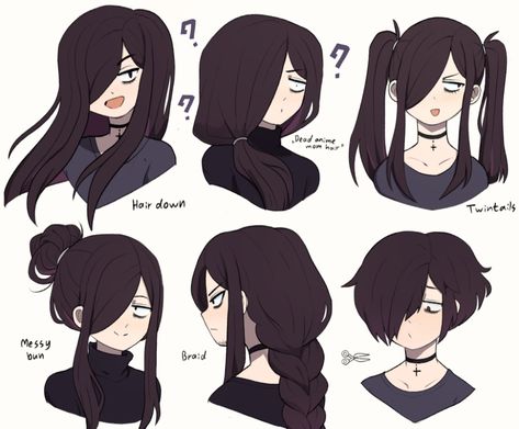 Hair Refrence Girl, Cute Hairstyles Drawing Hair Reference, Oc Hair Inspiration, Drawing References Hair, Hairstyle Reference Drawing Female, Hair Styles Drawing Girl, Art Hair Reference, Hair Drawing Reference Girl, Different Hairstyles Drawing