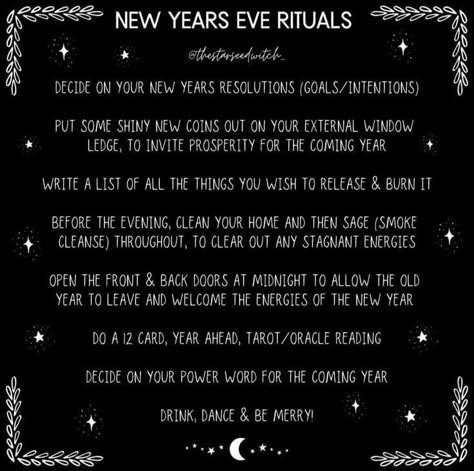 New Year Rituals, New Years Superstitions, New Years Eve Day, Wiccan Rituals, Witch Rituals, Witch Quotes, Witch Tips, Wiccan Magic, Pagan Rituals