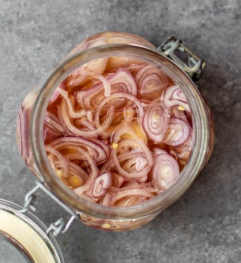 Pickled Shallots Recipes, Pickled Shallots Quick, Smoked Trout Dip, Health Meal Prep, Pickled Red Cabbage, Quick Salmon, Pickled Shallots, Lox And Bagels, Chopped Salad Recipes