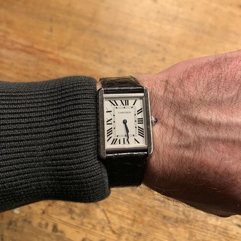 Aesthetic Watch, Cartier Watches Mens, Cartier Tank Solo, Stylish Watches Men, Tank Watch, Trendy Watches, Premium Watches, Expensive Watches, Vintage Watches For Men