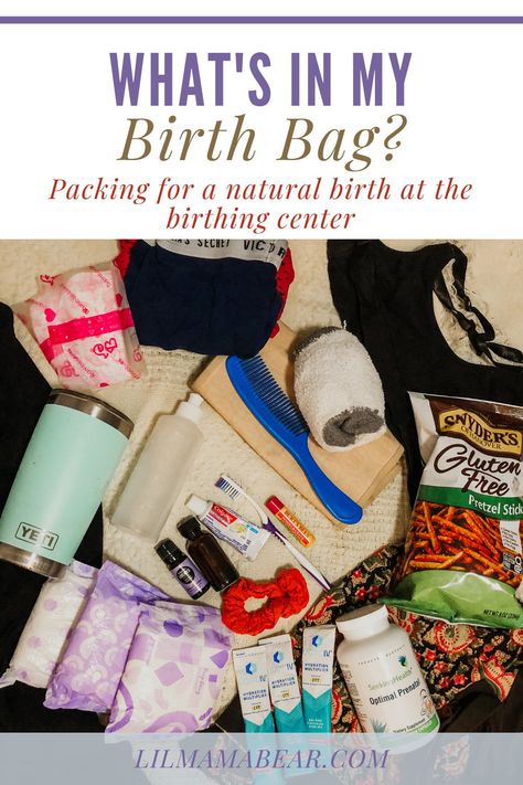 Birth Bag For Birth Center, Natural Birth Essentials, Birth Center Bag Checklist, Birth Bag Checklist, Birthing Center Bag Packing Lists, Labor Hospital Bag Checklist, Doula Bag Essentials, Birthing Essentials, Birth Center Packing List