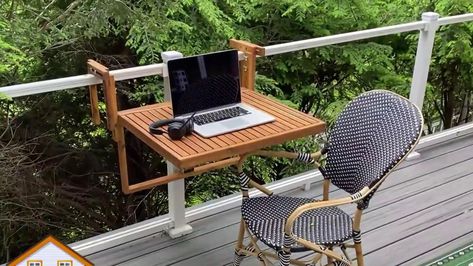 Tired of working indoors? Here's how to create an outdoor workspace Outdoor Office Ideas, Outdoor Working Space, Balcony Workspace, Outdoor Office Space, Wood Deck Patio, Outdoor Workspace, Small Patio Spaces, Patio Office, Workspace Ideas