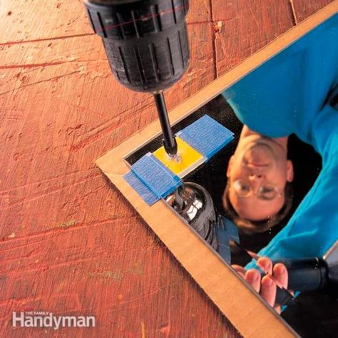 The 10 Most Incredible Drill Hacks | Family Handyman | The Family Handyman Drilling Holes In Glass, Drilling Glass, Soft Tiles, Drill Press Table, Tool Tips, Glass Mirrors, Glass Garden Art, Tile Saw, Electrical Tape