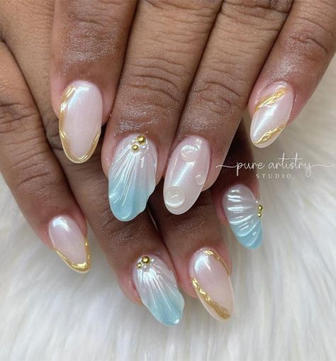 seashell nails, Seashell Nail color, Seashell Nail Polish Gel, Seashell acrylic Nails, Mermaid shell nails,Seashell nails simple, Seashell nails ideas, Seashell nails acrylic Summer Nails Mermaid Effect, Summer Sea Shell Nails, Nail Inspo Seashell, Nails Shell Design, Seashell Inspired Nails, Shell Art Nails, Seashell Nail Art Design, Sea Summer Nails, Ocean Inspo Nails