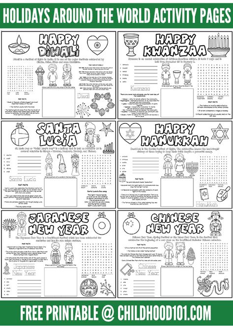 Holidays Around the World for Kids Worksheets New Years Around The World For Kids, Around The World Worksheets, December Holidays Around The World, Holidays Around The World Crafts, Christmas Around The World Activities, Mexico Activities, Winter Holidays Around The World, Holiday Around The World, Library Christmas