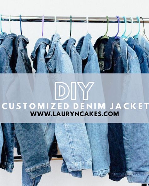 How To Make A Jean Jacket Out Of Jeans, Revamp Jean Jacket Diy, Denim Jacket Makeover Diy, How To Crop A Jean Jacket, Diy Jean Jacket Ideas, Thrifted Jacket, Jacket Tutorial, Customized Denim, Jean Jacket Diy