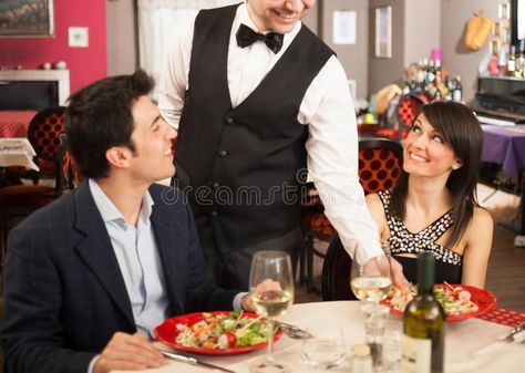 Waiter serving sea food. To a couple #Sponsored , #PAID, #AFFILIATE, #serving, #food, #sea, #Waiter Waiter Serving Food, Couple Having Dinner, Food Republic, Valentine Centerpieces, Food Stock, Good Manners, Serving Food, Sea Food, Food Industry